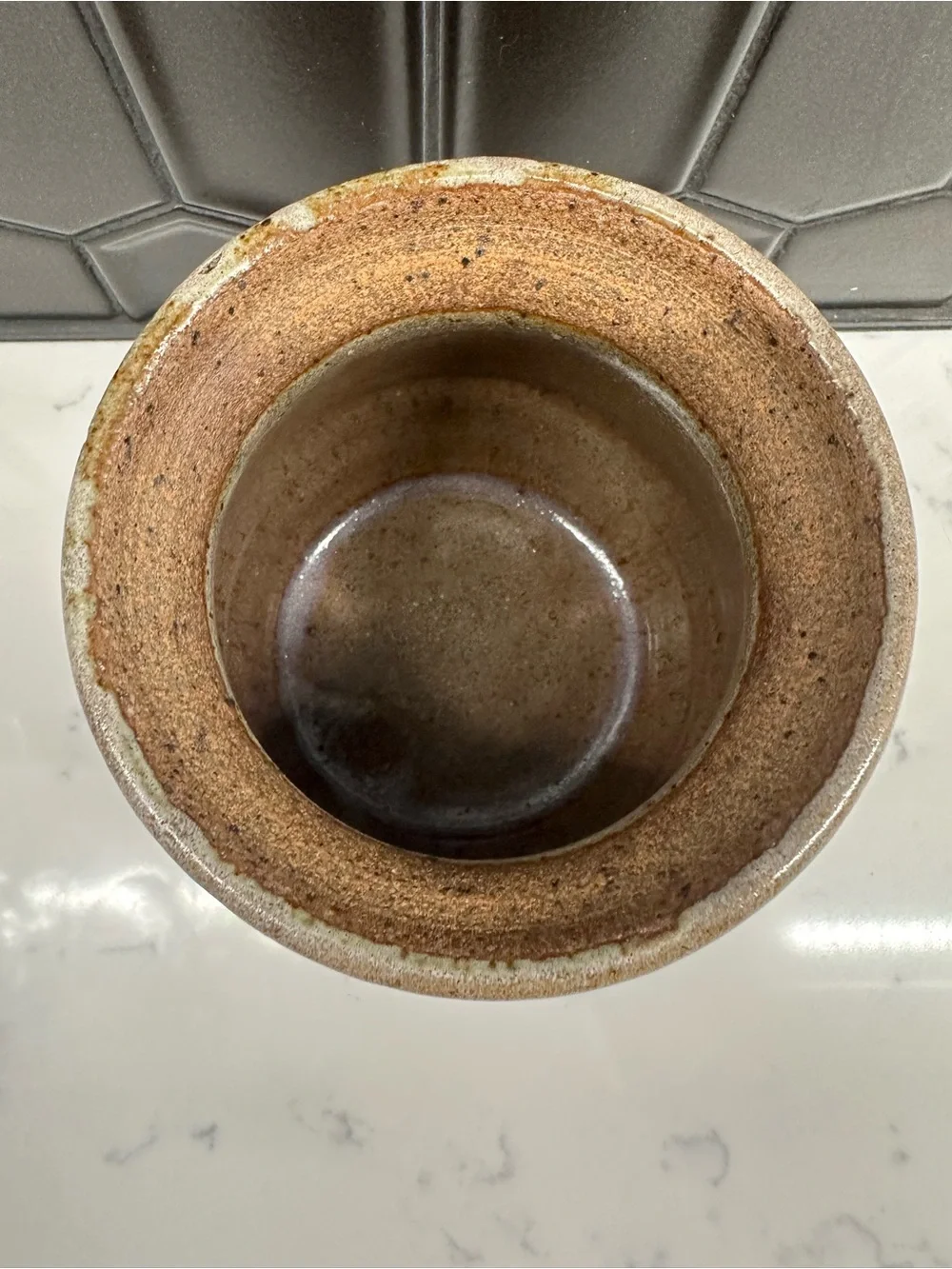 Handmade Pottery Brown Tan Honey Pot